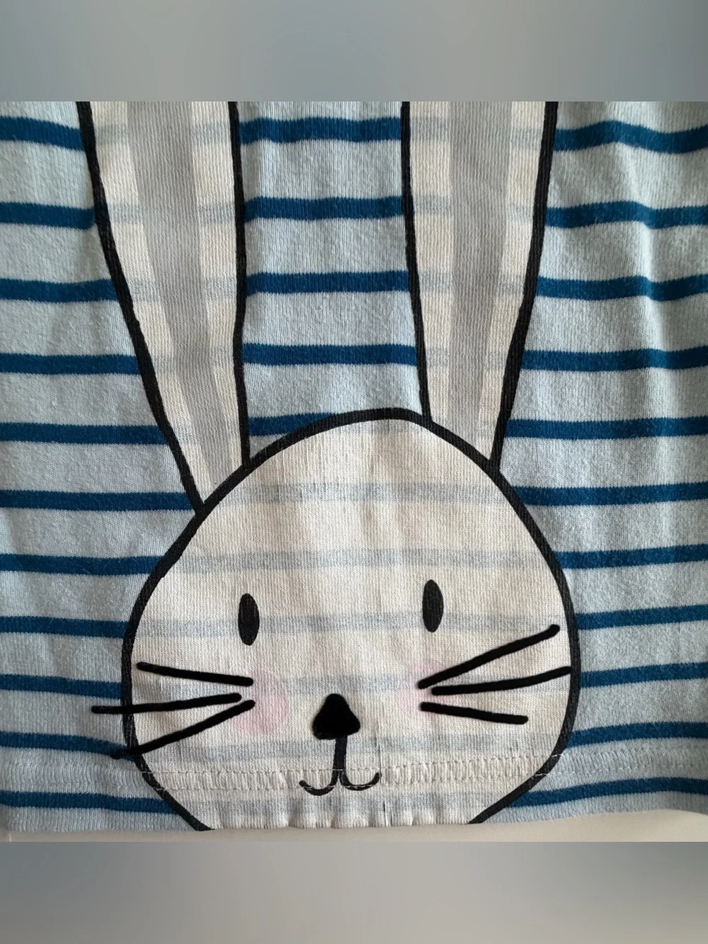 Hanna Andersson Unisex Blue Striped Bunny Pajama Set Kids Size 6-7 120 cm